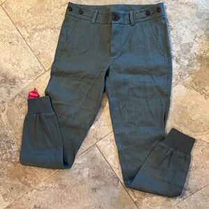 NWOT woman’s Vince linen Jogger pants trouser olive XS check measurements no tag